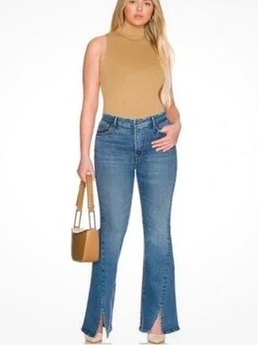 Good American Blue Denim Flare Jeans